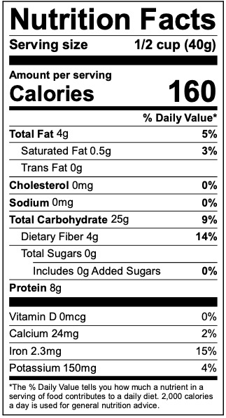 Nutrition Fact Panels - AXBB SowNaked Oats